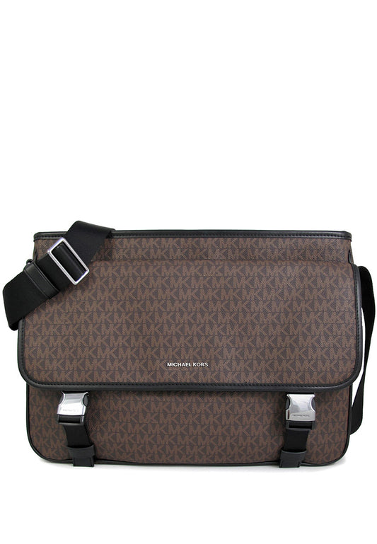 Michael Kors Mens Cooper Utility Flap Messenger in Signature - Brown