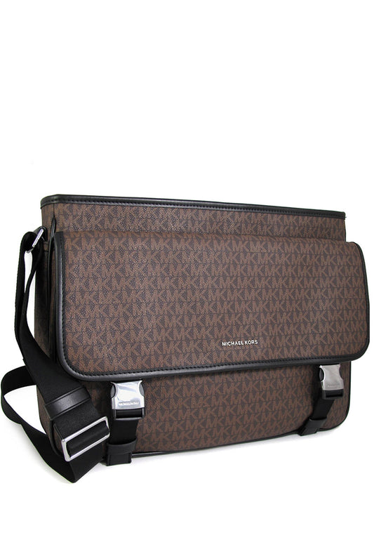 Michael Kors Mens Cooper Utility Flap Messenger in Signature - Brown