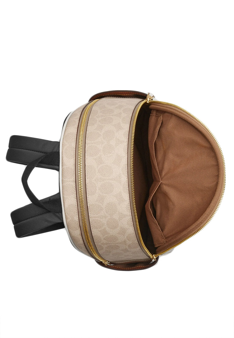 Coach Court Backpack In Blocked Signature Canvas - Sand White