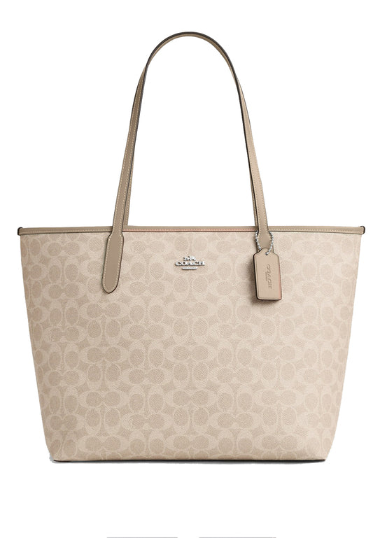 Coach City Tote Bag In Signature Canvas - Sand Beige