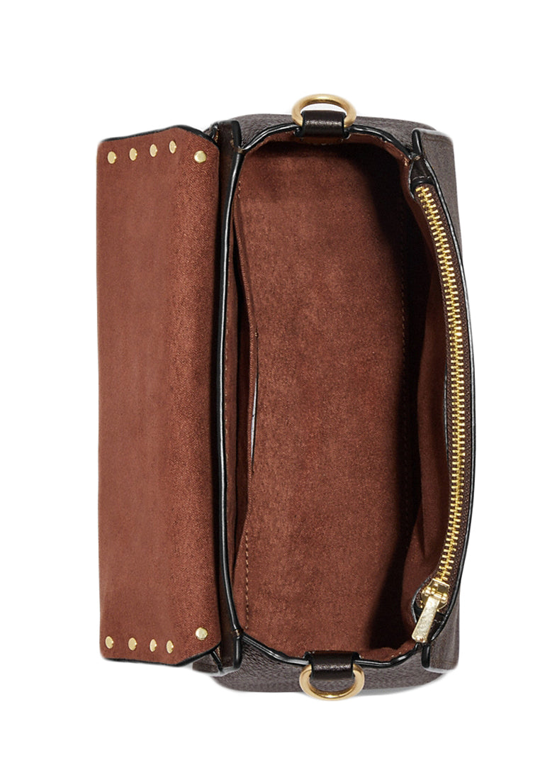 Coach Top Handle Satchel In Colorblock Signature Canvas With Rivets - Dark Brown
