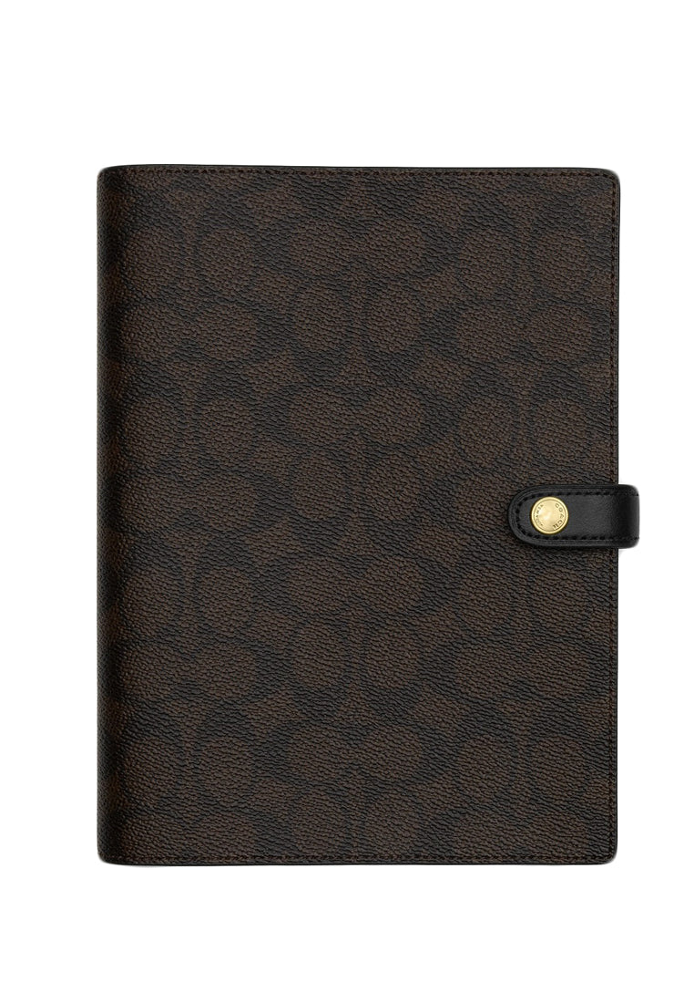 Coach Notebook In Signature Canvas - Walnut Black