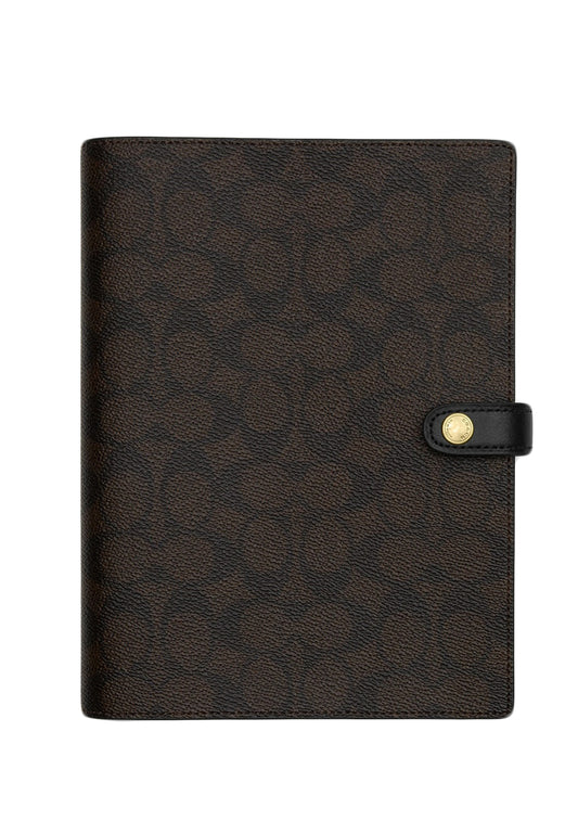 Coach Notebook In Signature Canvas - Walnut Black