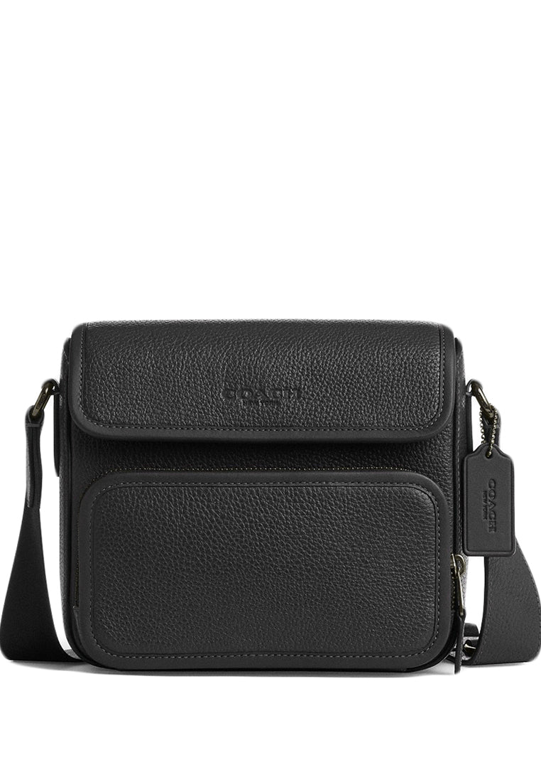 Coach Mens Sullivan Flap Crossbody Bag - Graphite Black