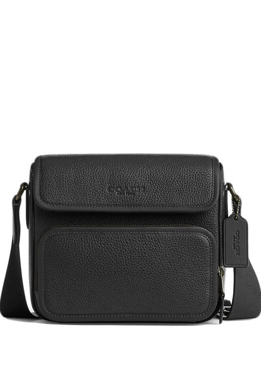 Coach Mens Sullivan Flap Crossbody Bag - Graphite Black
