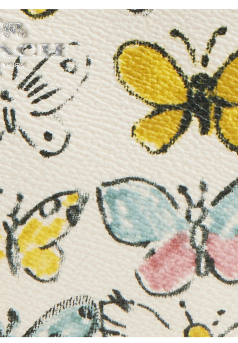 Coach Corner Zip Wristlet With Butterfly Print - White
