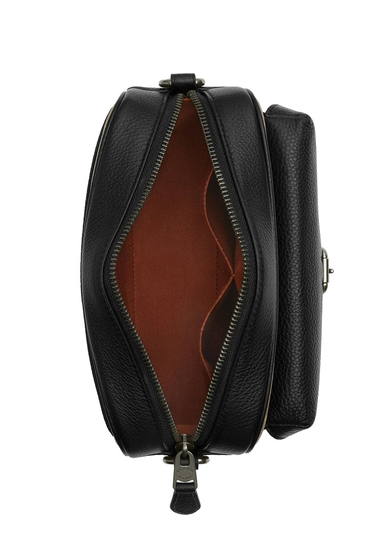 Coach Mens Warner Crossbody Bag In Signature Canvas - Tan/Black