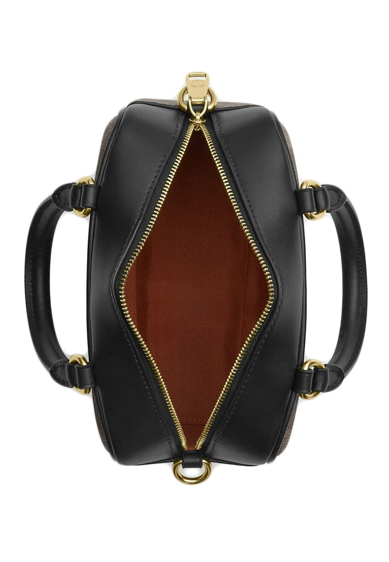 Coach Satchel Crossbody Bag In Signature Canvas - Tan/Black