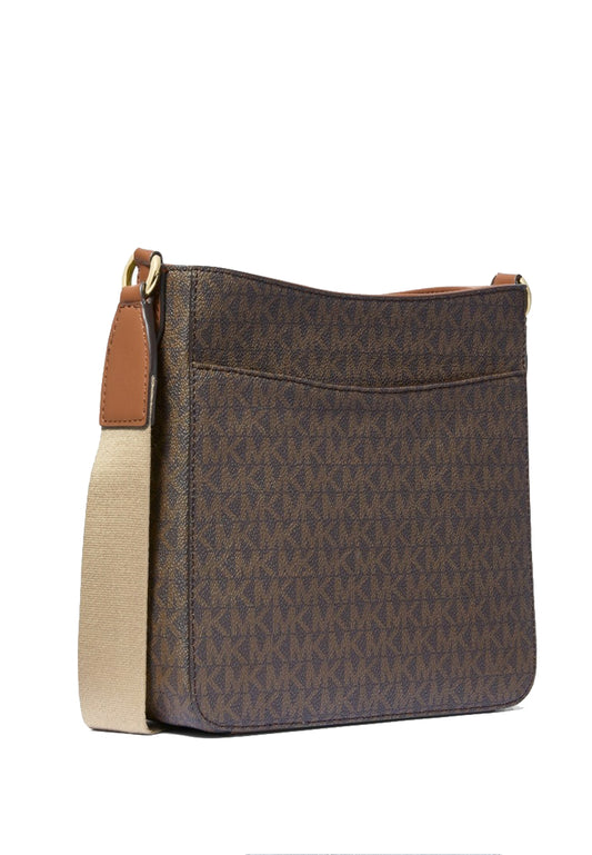 Michael Kors Jet Set Travel Small Signature Logo and Metallic Messenger Bag - Brown