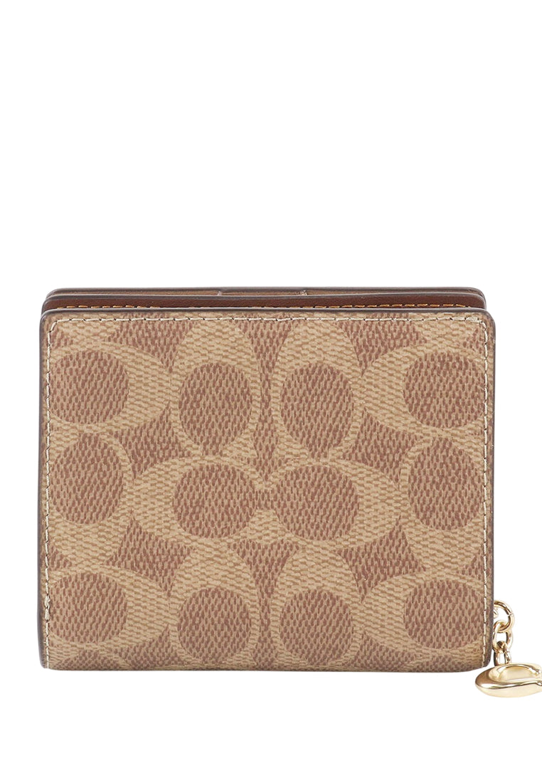 Coach Snap Wallet In Signature Canvas - Tan Brown