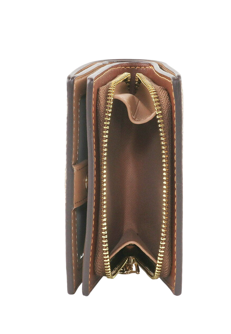 Coach Snap Wallet In Signature Canvas - Tan Brown