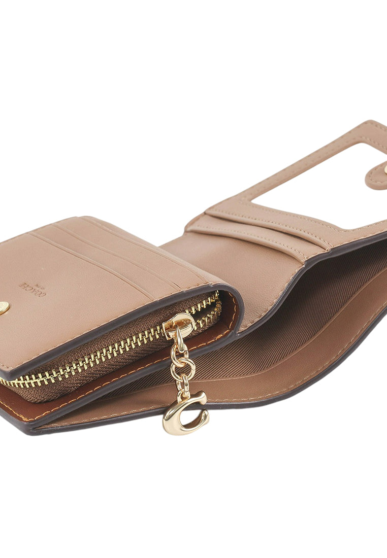 Coach Snap Wallet In Signature Canvas - Tan Brown