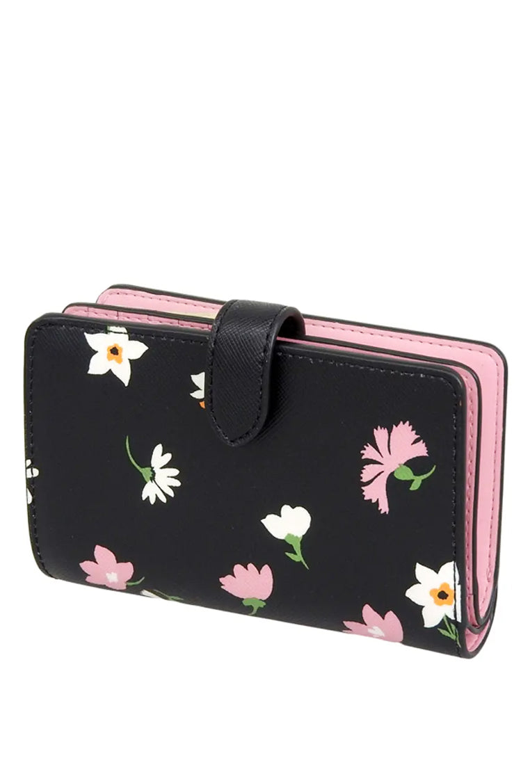 Kate Spade Madison Floral Waltz Medium Compact Bifold Wallet - Black