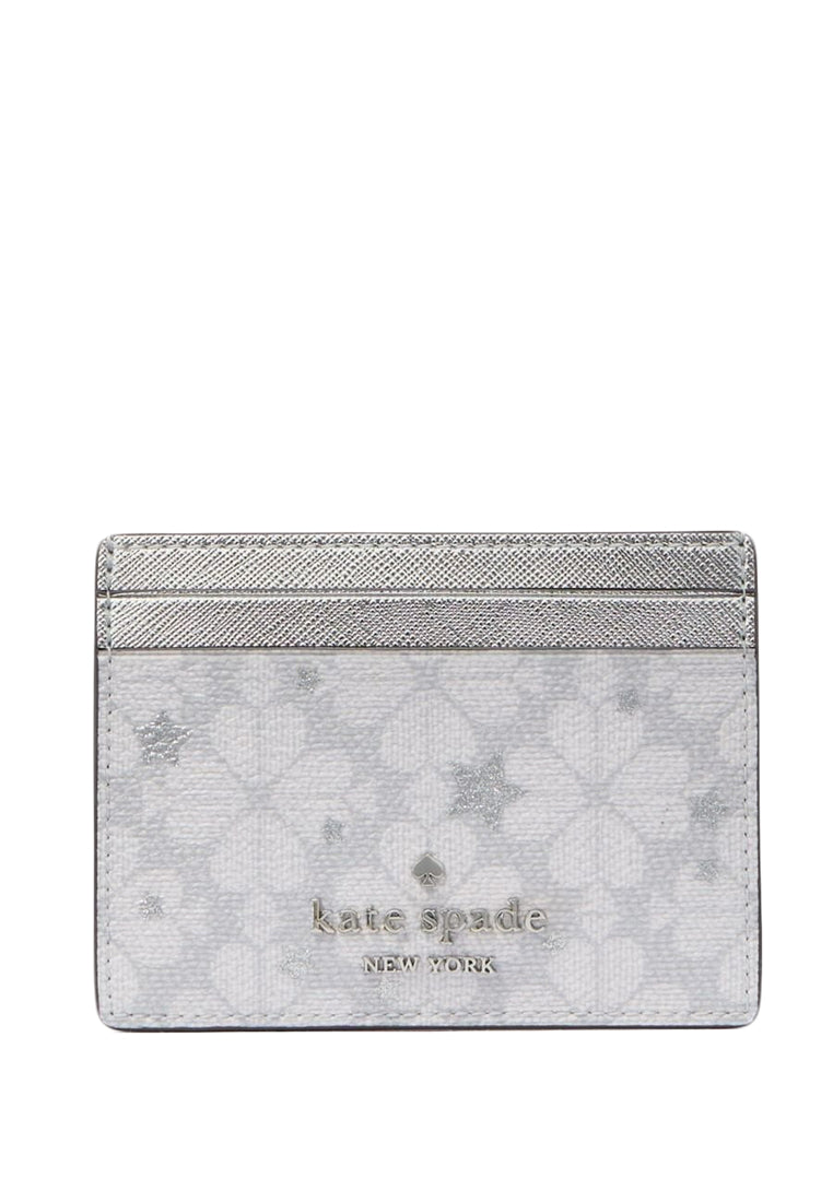 Kate Spade Spade Flower Star Toss Small Slim Card Holder - Platinum Grey