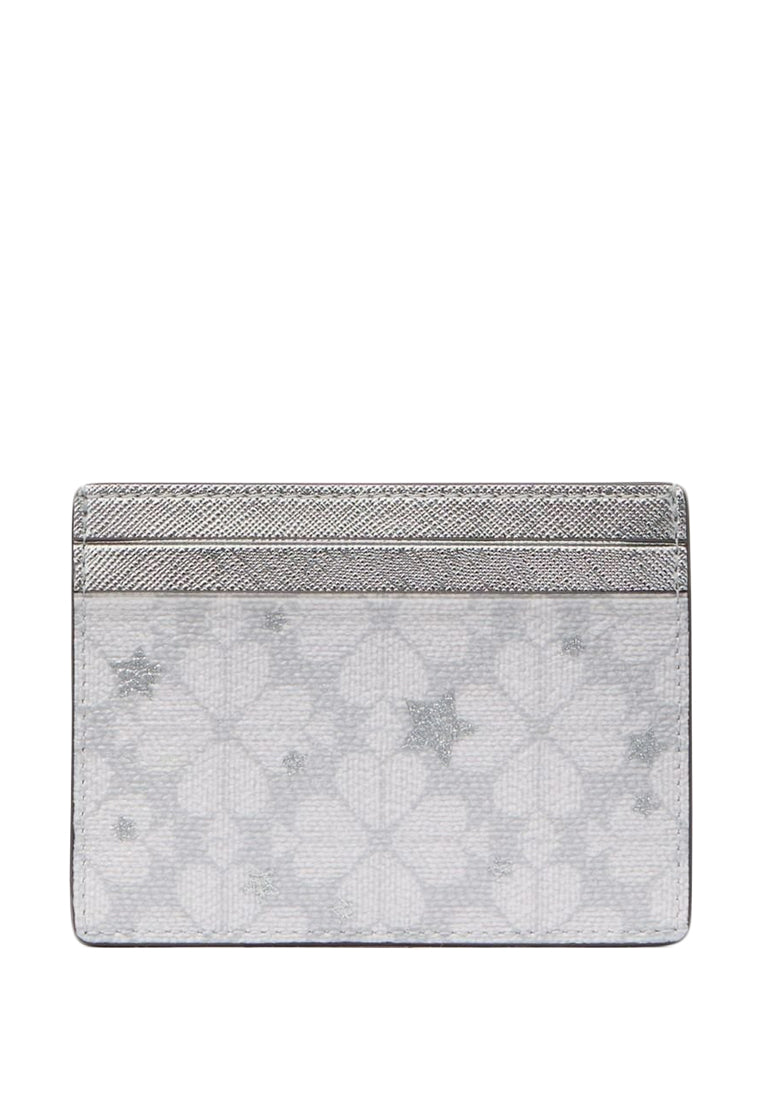 Kate Spade Spade Flower Star Toss Small Slim Card Holder - Platinum Grey