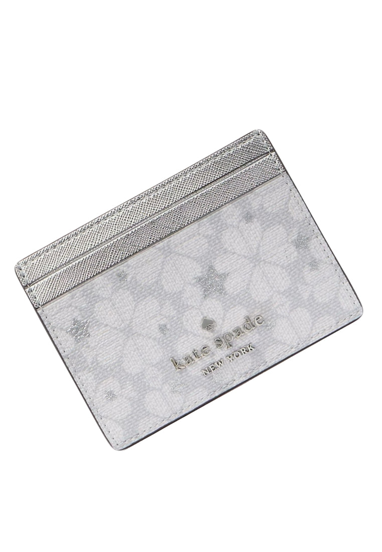 Kate Spade Spade Flower Star Toss Small Slim Card Holder - Platinum Grey