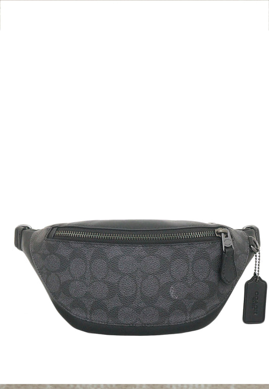 Coach Mens Warren Mini Belt Bag In Signature Canvas - Charcoal Black
