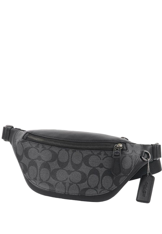 Coach Mens Warren Mini Belt Bag In Signature Canvas - Charcoal Black
