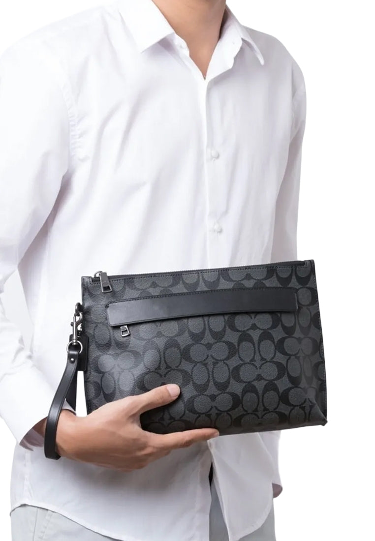 Coach Mens Carryall Pouch In Signature Canvas Black – Haute