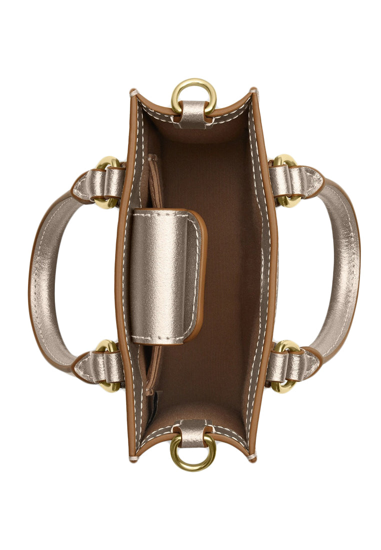 Coach Boxed Mini Tote Bag And Mirror Bag Charm Set In Signature Canvas - Light Champagne