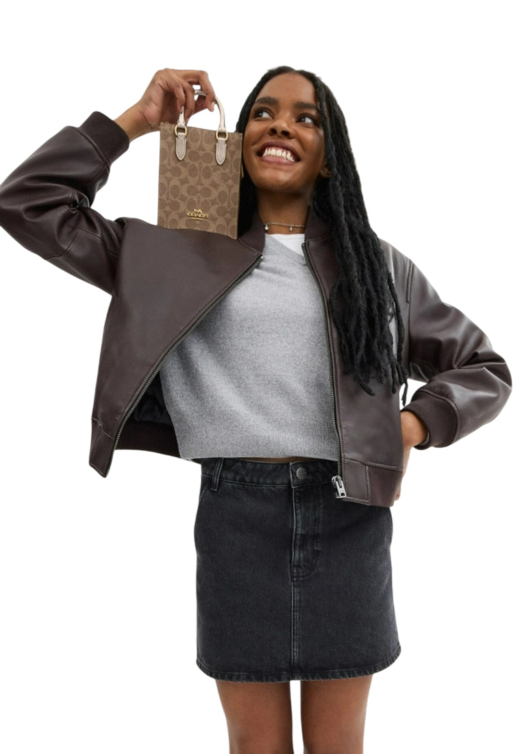Coach Boxed Mini Tote Bag And Mirror Bag Charm Set In Signature Canvas - Light Champagne