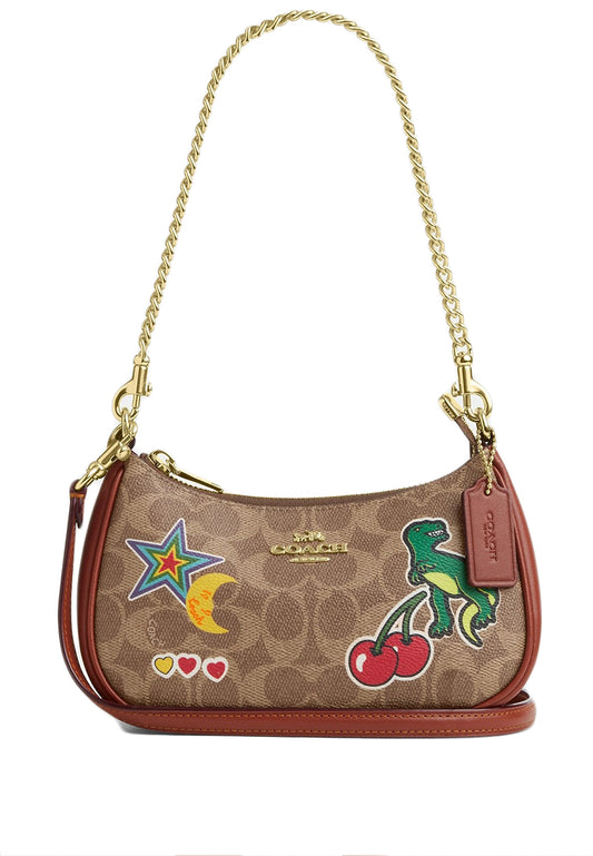 Coach Teri Mini Crossbody Bag In Signature Canvas With Sticker Print - Brown