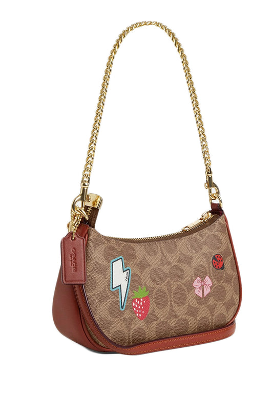 Coach Teri Mini Crossbody Bag In Signature Canvas With Sticker Print - Brown