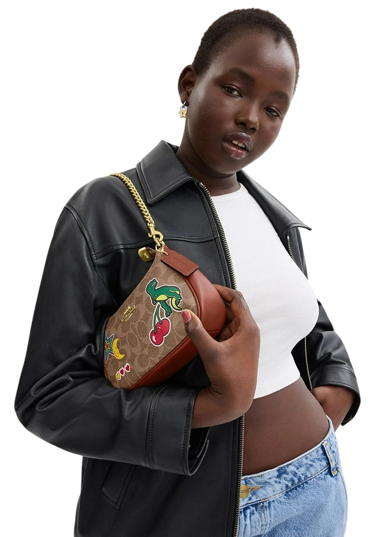 Coach Teri Mini Crossbody Bag In Signature Canvas With Sticker Print - Brown