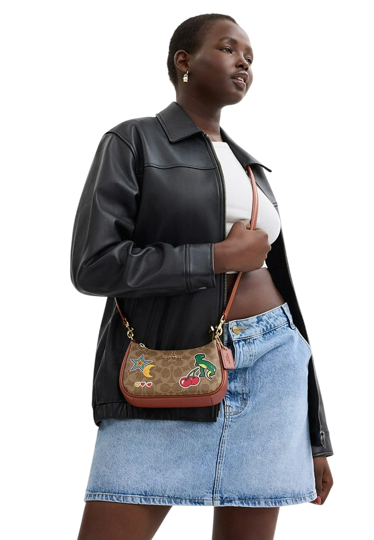 Coach Teri Mini Crossbody Bag In Signature Canvas With Sticker Print - Brown