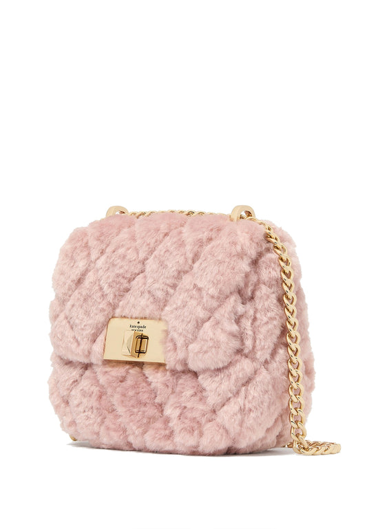 Kate Spade Carey Faux Fur Quilted Micro Flap Crossbody - Rose Smoke