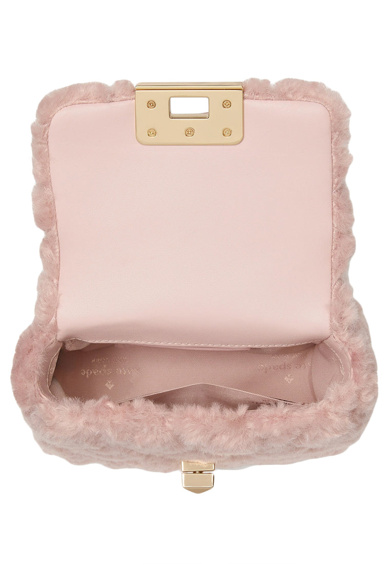 Kate Spade Carey Faux Fur Quilted Micro Flap Crossbody - Rose Smoke