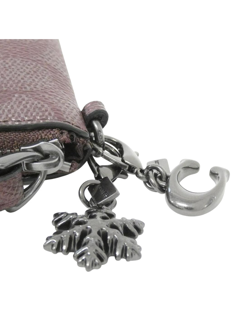 Coach Boxed Corner Zip Wristlet In Signature Canvas With Charms - Wine