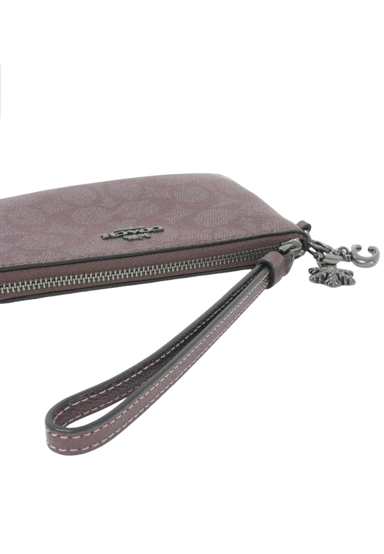 Coach Boxed Corner Zip Wristlet In Signature Canvas With Charms - Wine