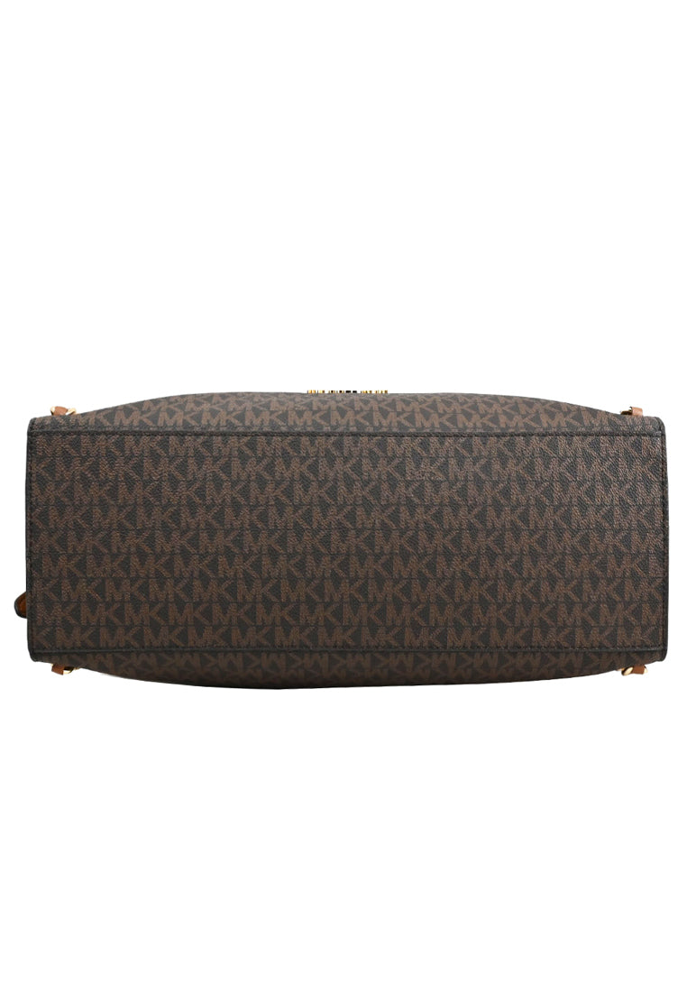 Michael Kors Mina Large Signature Logo Chain Shoulder Bag - Brown