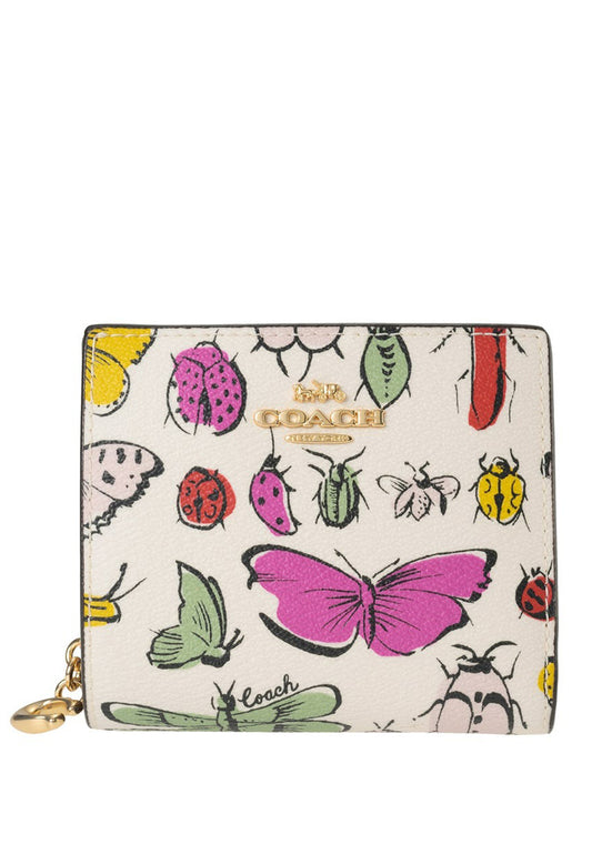 Coach Snap Wallet With Creature Print - White/Multi