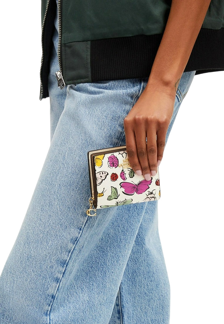 Coach Snap Wallet With Creature Print - White/Multi