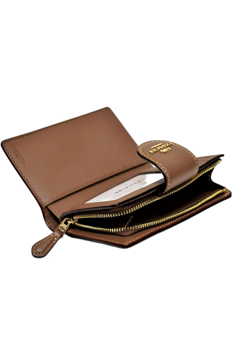 Coach Medium Corner Zip Wallet In Signature Canvas With Floral Print - Khaki/Multi