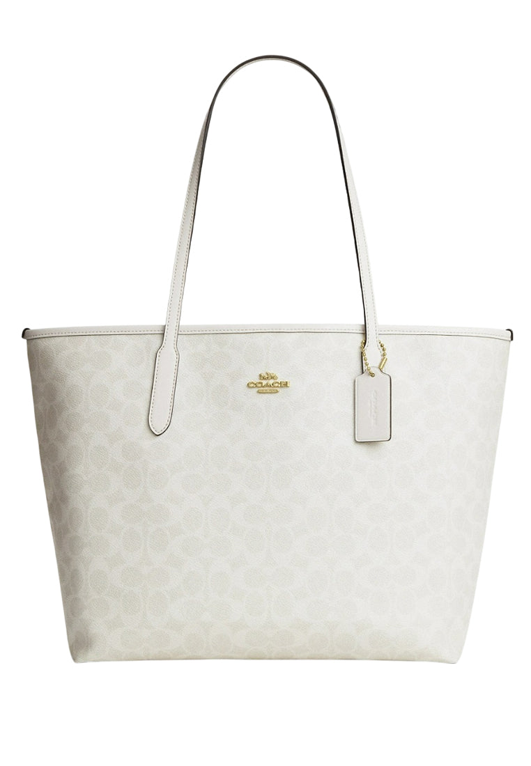 Coach City Tote Bag In Signature Canvas - White/Chalk
