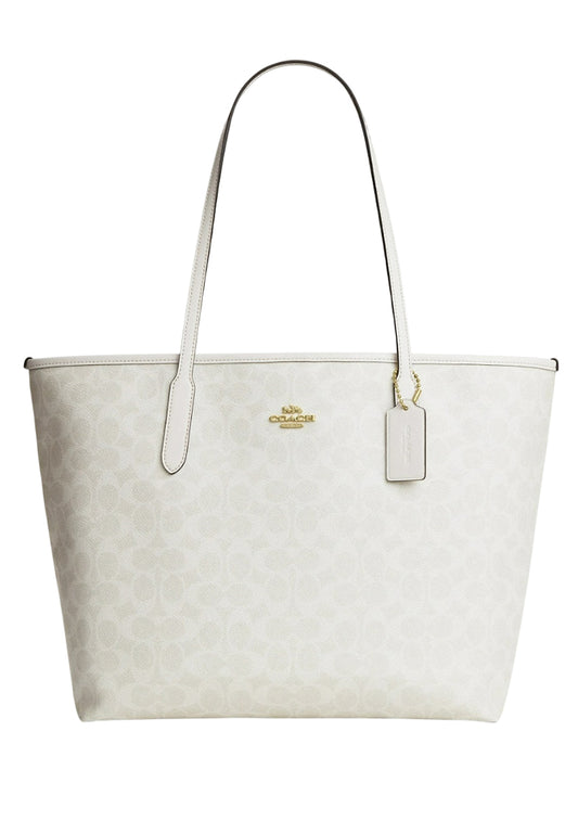 Coach City Tote Bag In Signature Canvas - White/Chalk