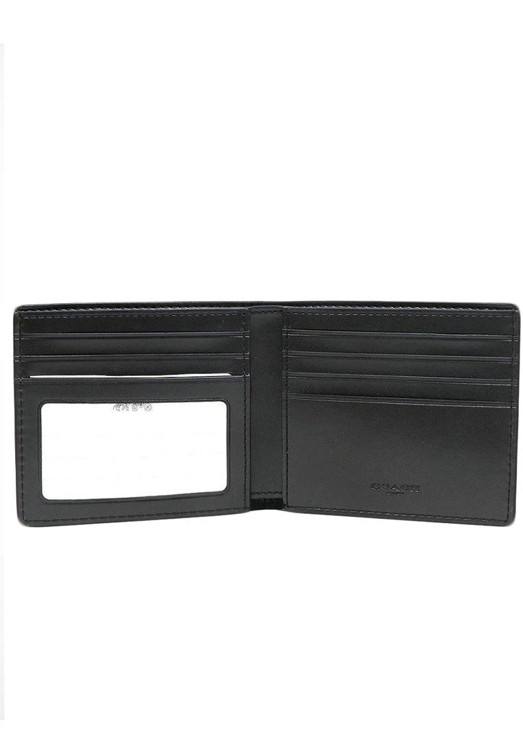 Coach Mens ID Billfold Wallet In Signature Canvas - Charcoal Black