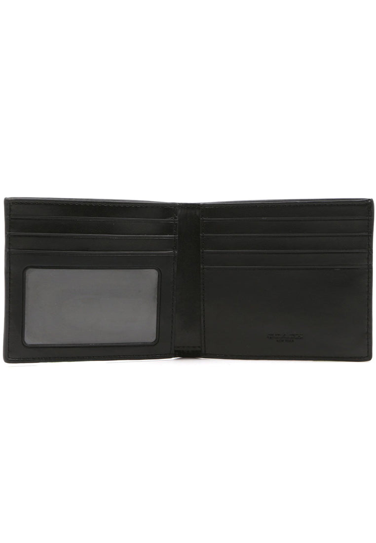 Coach Mens ID Billfold Wallet In Signature Canvas - Charcoal Black