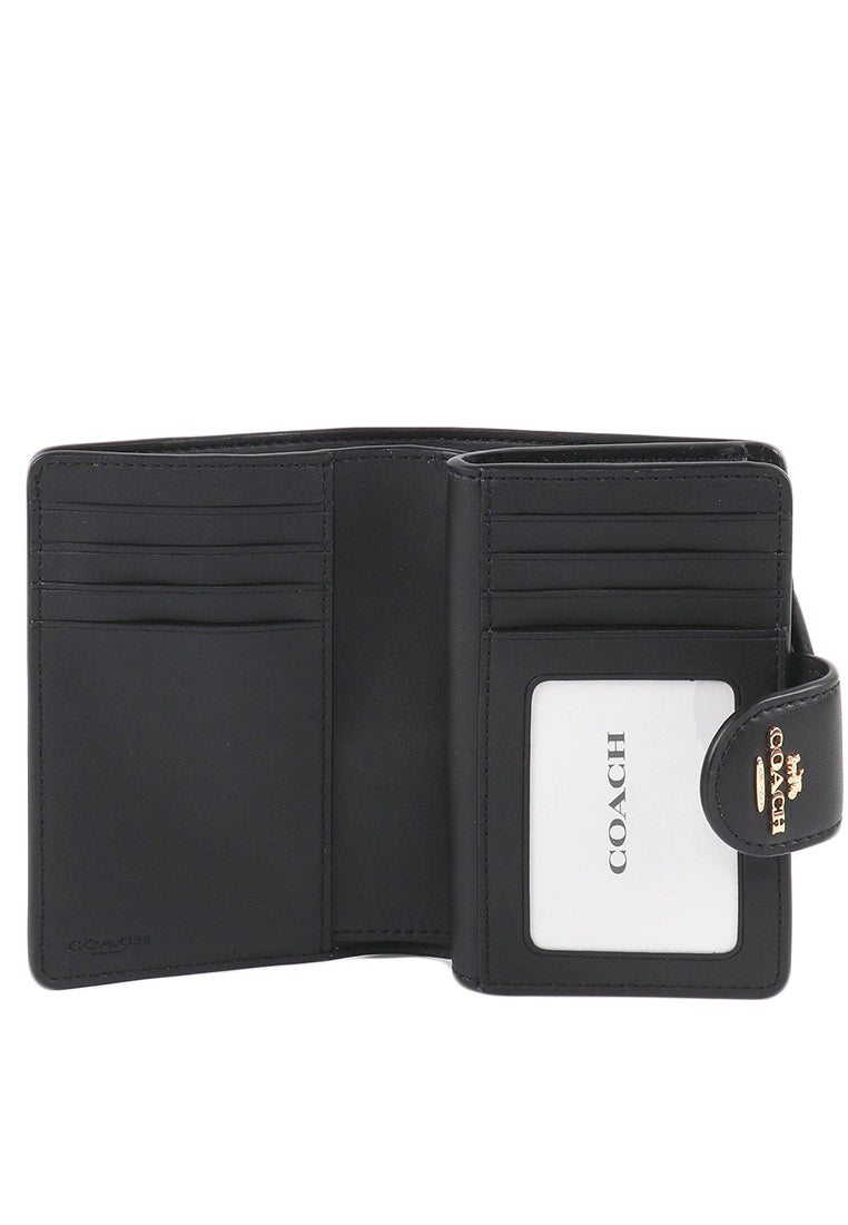 Coach Medium Corner Zip Wallet In Signature Canvas - Tan/Black