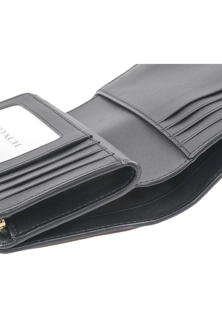 Coach Medium Corner Zip Wallet In Signature Canvas - Tan/Black