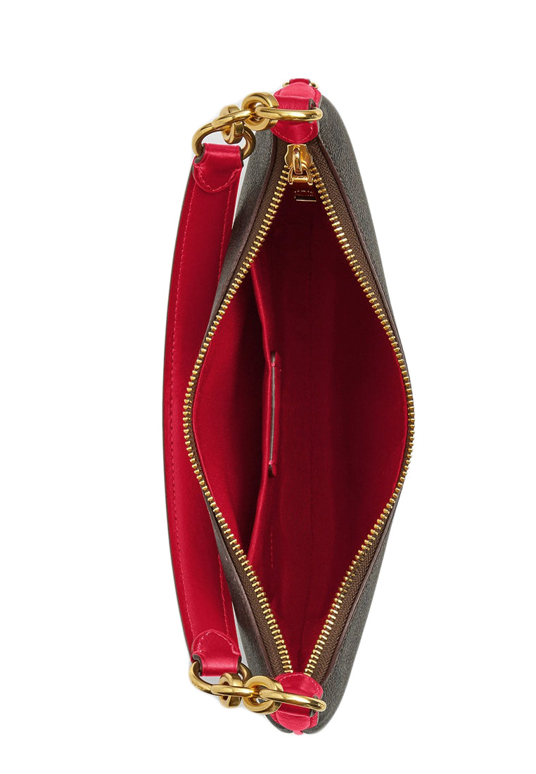 Coach Payton Hobo In Signature Canvas - Walnut/Red