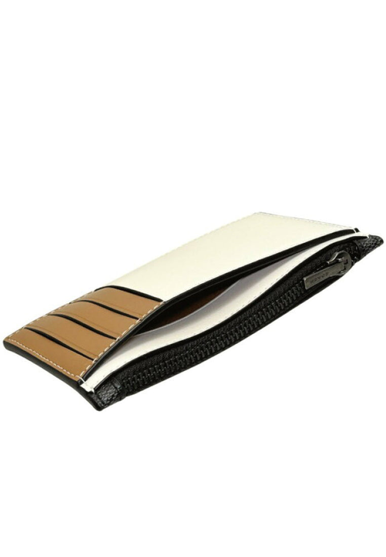 Coach Zip Card Case In Colorblock Signature Canvas - Brown/Black