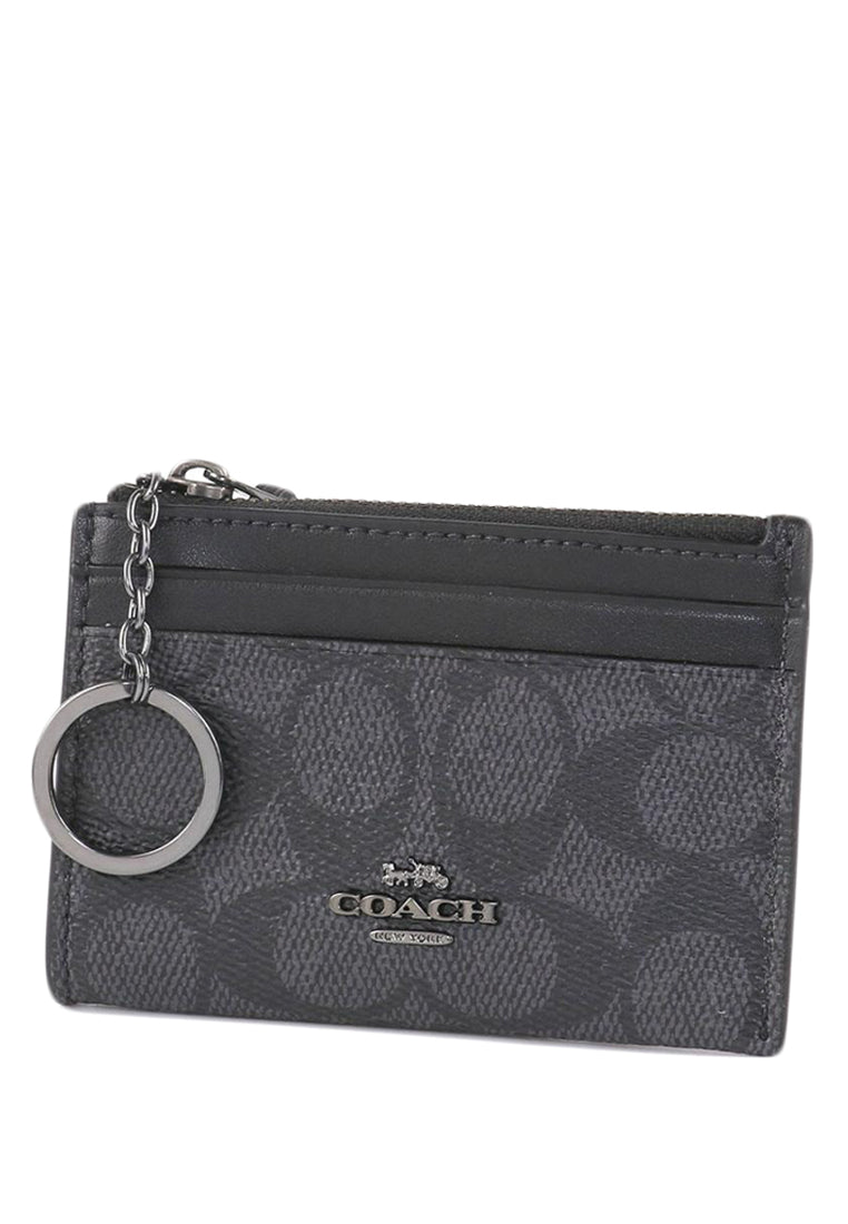 Coach Mini Skinny ID Case In Signature Canvas - Charcoal/Black