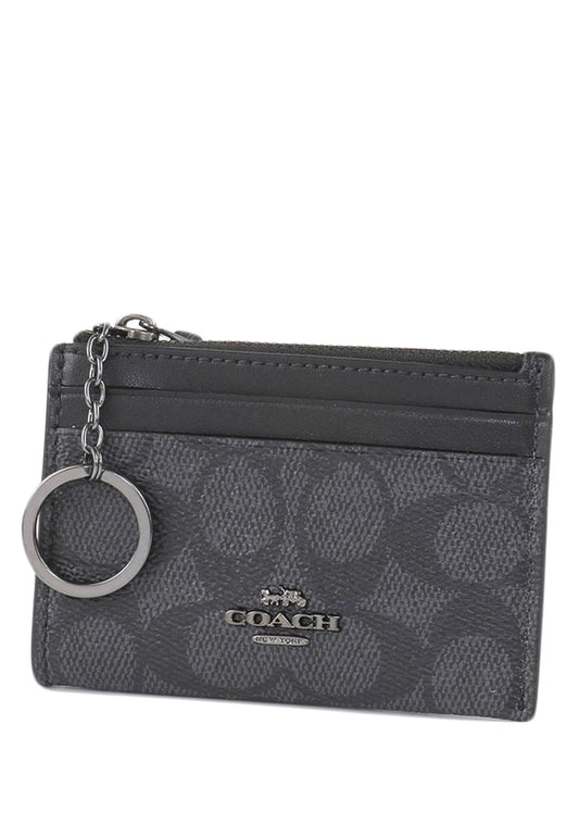 Coach Mini Skinny ID Case In Signature Canvas - Charcoal/Black