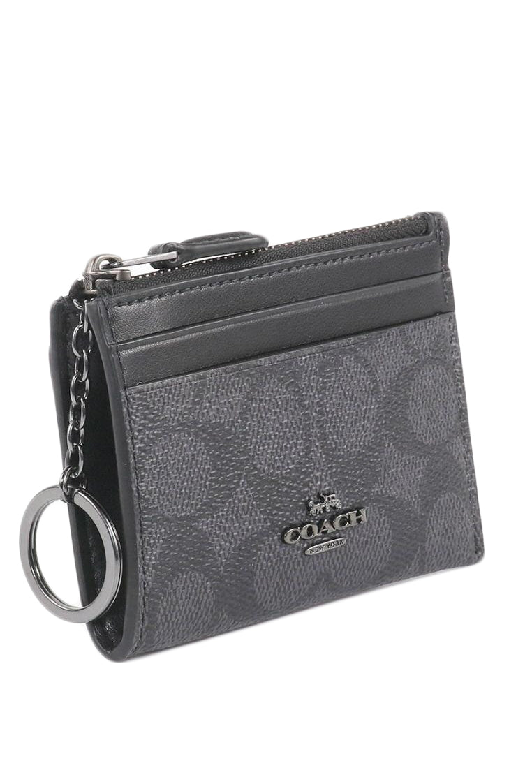 Coach Mini Skinny ID Case In Signature Canvas - Charcoal/Black