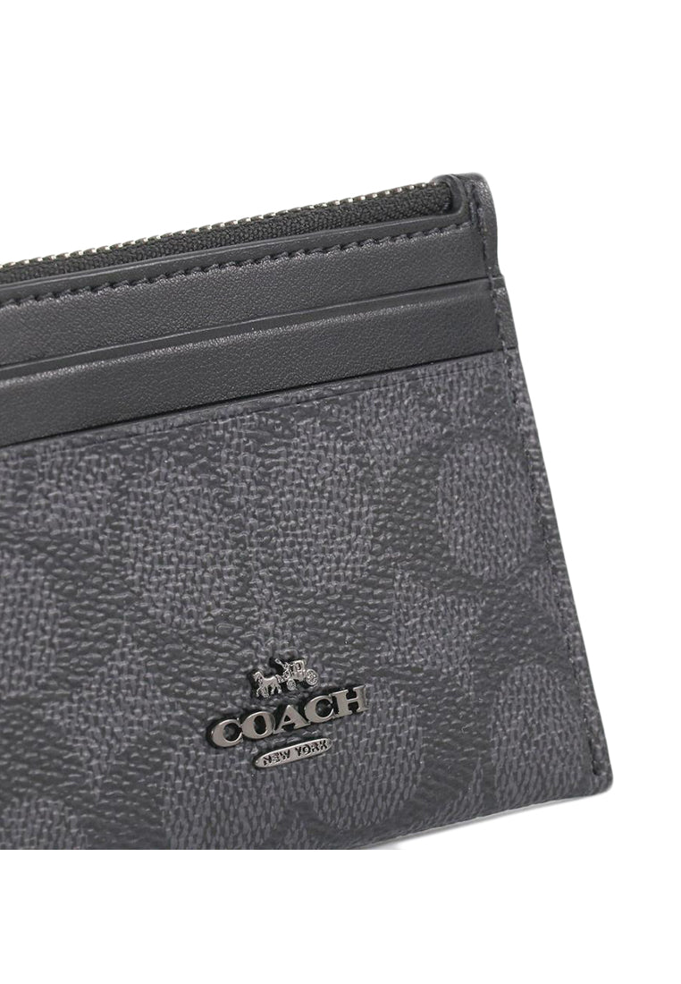 Coach Mini Skinny ID Case In Signature Canvas - Charcoal/Black