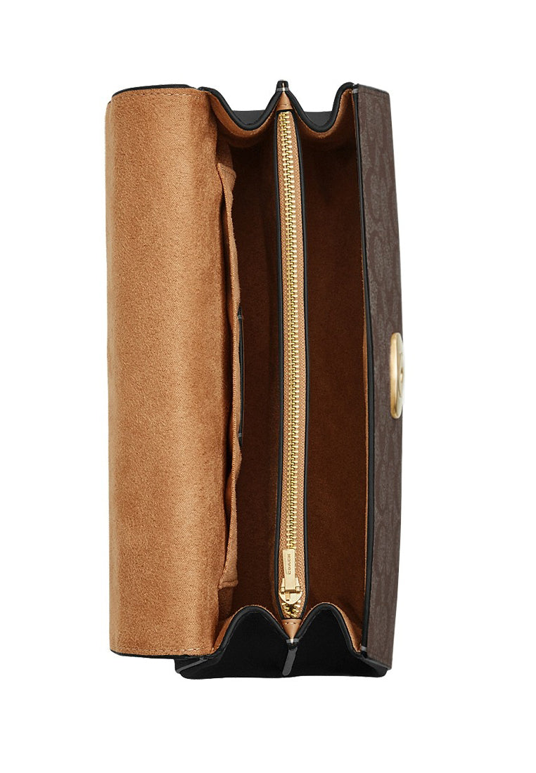 Coach Eliza Top Handle Bag In Signature Canvas - Walnut/Black